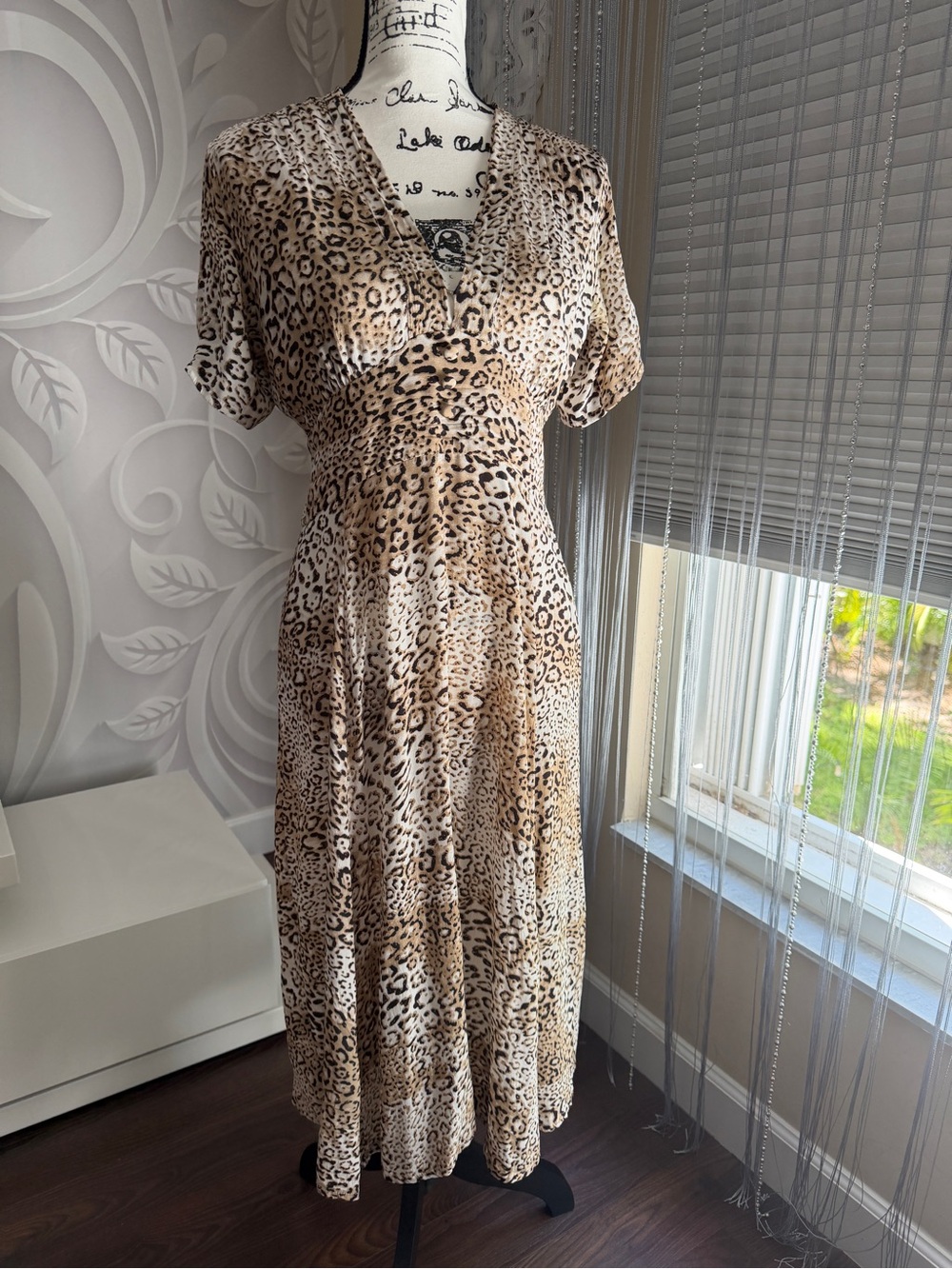 Faithfull the Brand Leopard-Print Midi Dress in Beige and Brown
